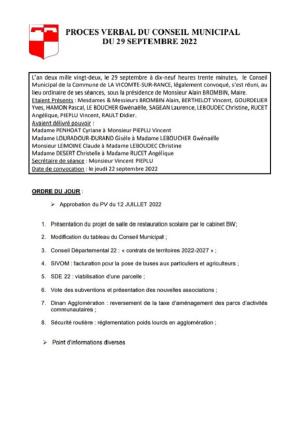 29 SEPTEMBRE 2022